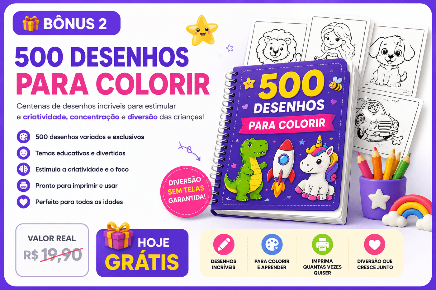 500 Desenhos para Colorir